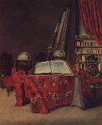 Jan van der Heyden Globe still life of books and other painting